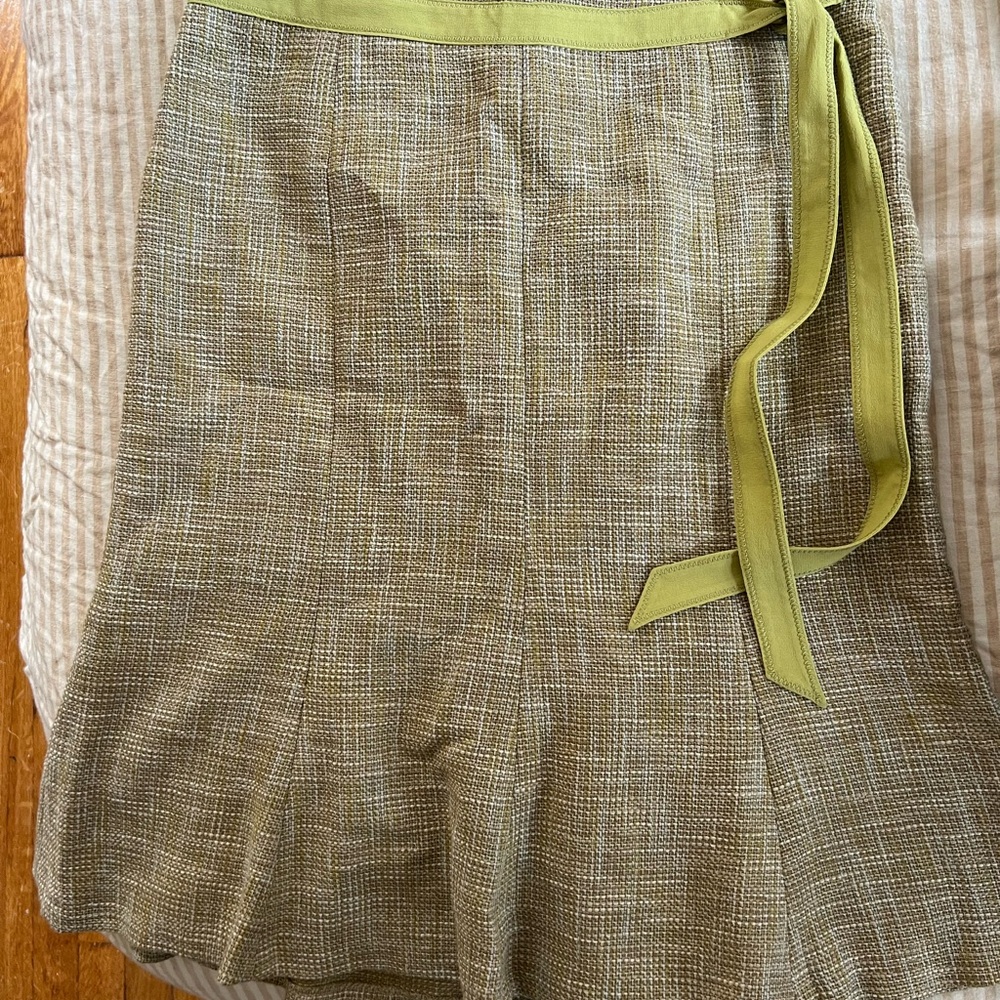 Ann Taylor Green Textured Skirt